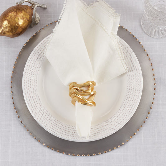 Wavy Stacked Napkin Rings Set of 4 | Gold