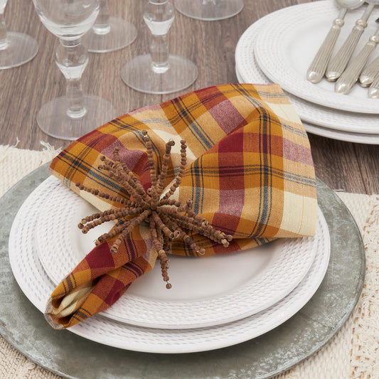 Wooden Starburst Beaded Napkin Rings Set of 4 | Natural