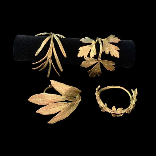 Assorted Herb Napkin Rings | S8 Gold Pewter