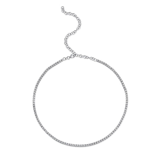 Diamond Tennis Necklace | 14k White Gold .95c