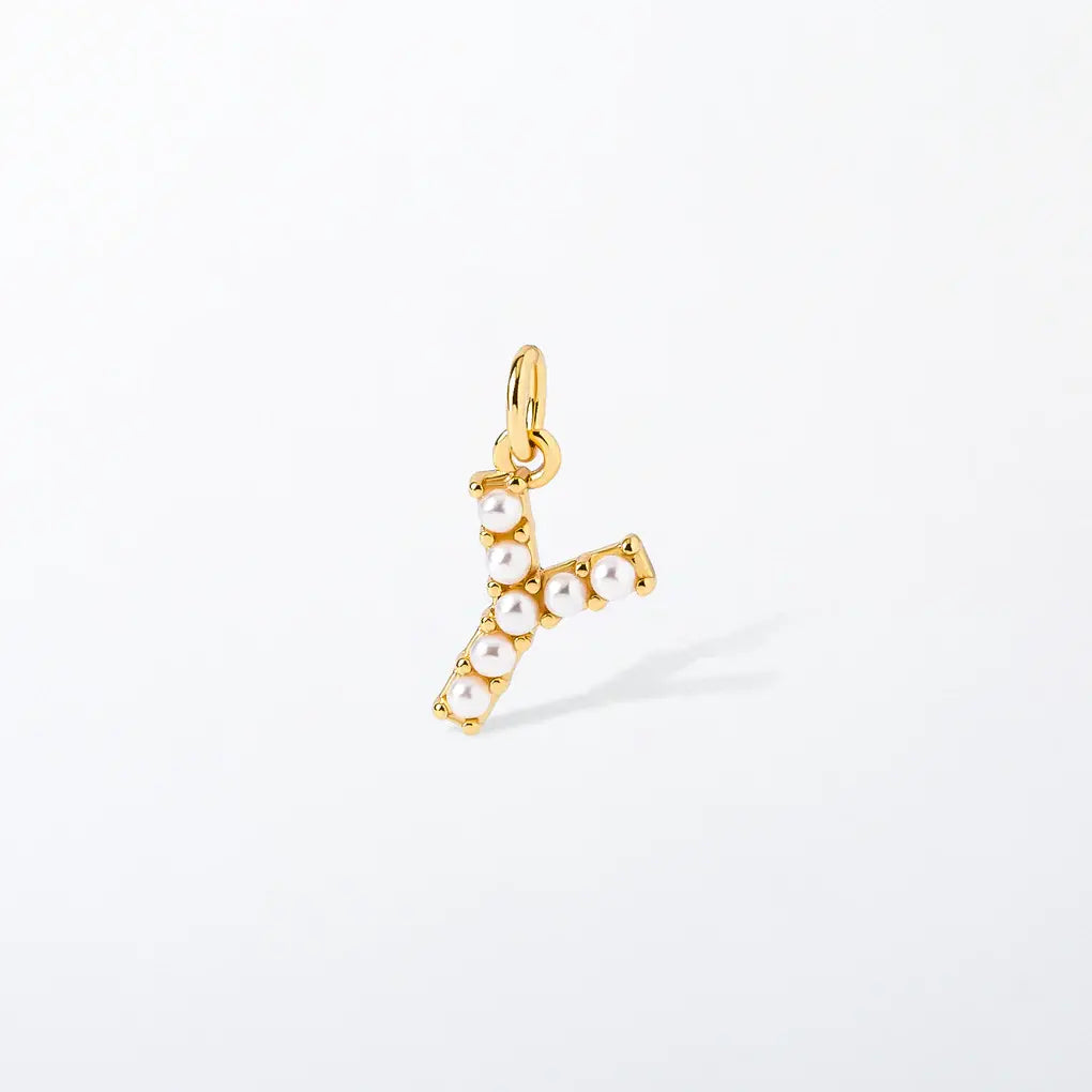 Pearl Initial Charm Pendant | Y