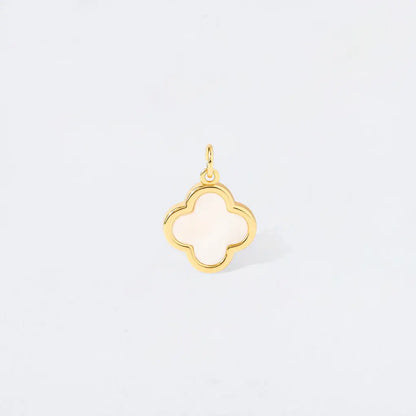 Golden White Mother of Pearl Clover Charm Pendant