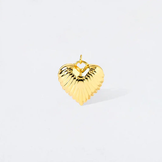 Ridged Large Puffy Heart Charm Pendant