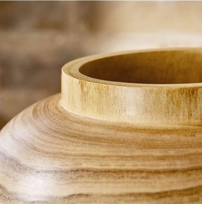 Wood Temple Jar w/ Lid