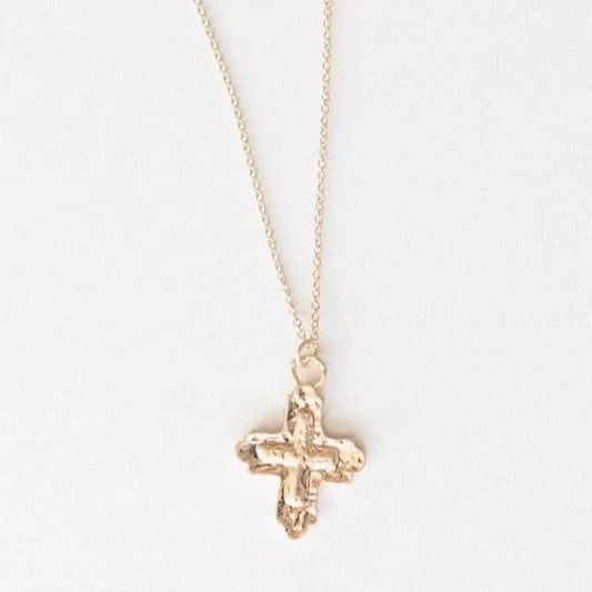Opal Gold Cross Necklace | 16in + 2in Ext