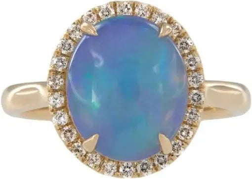 Oval Opal + Diamond Ring | 2.6c + .26c 18k Yellow Gold