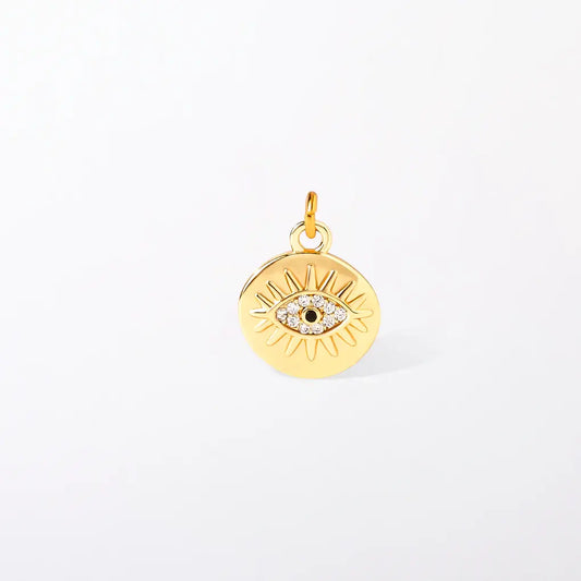 Gold Coin Evil Eye Charm Pendant