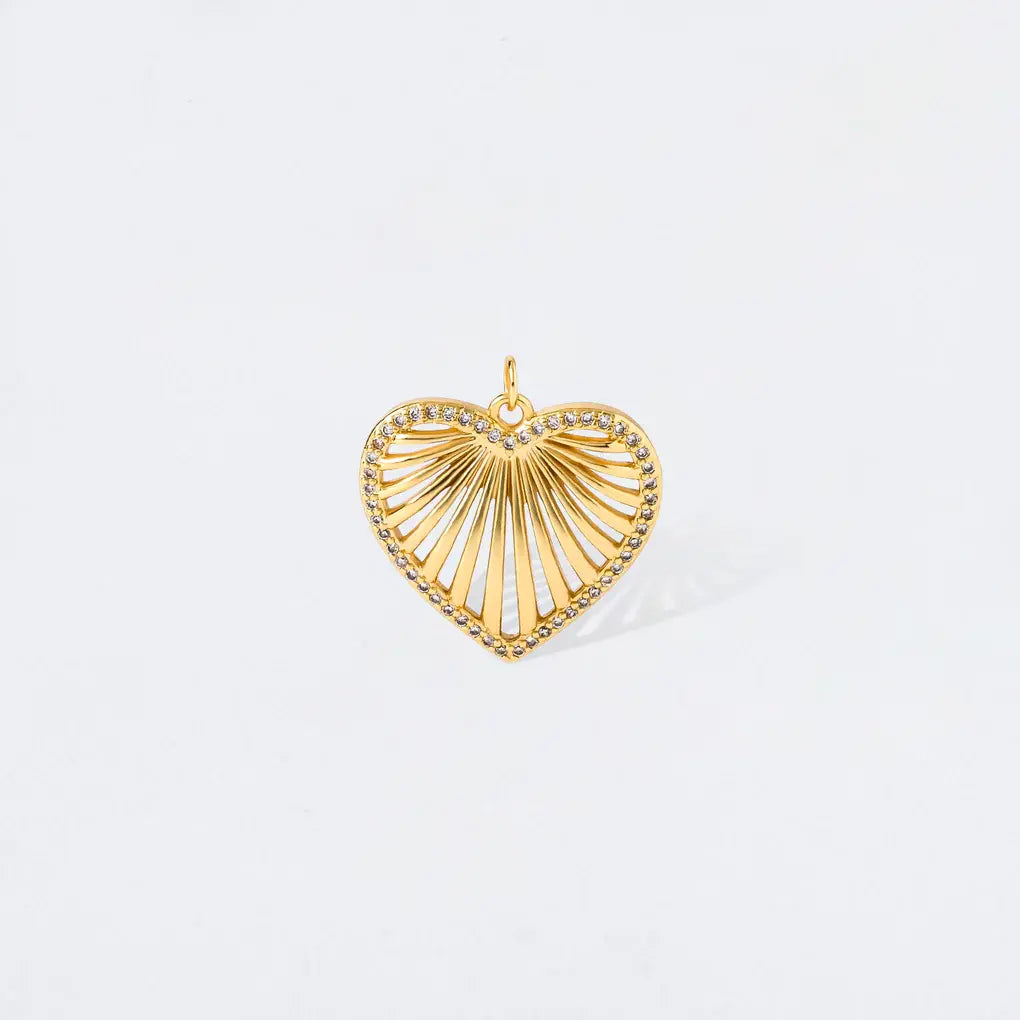 Crystal Radial Heart Charm Pendant