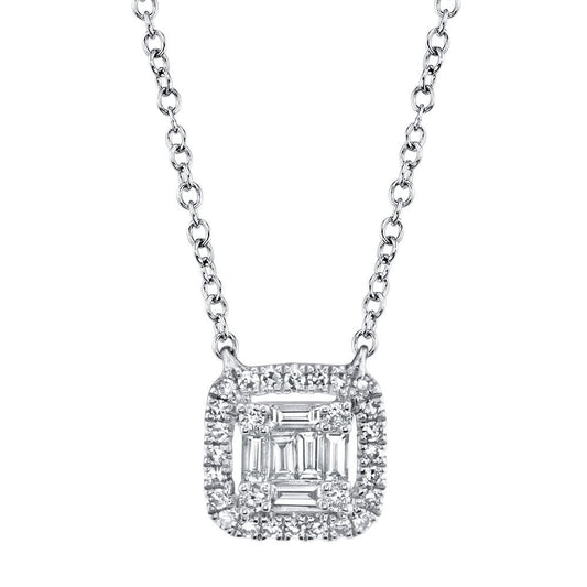 0.22Ct 14K WG Diamond Baguette Necklace