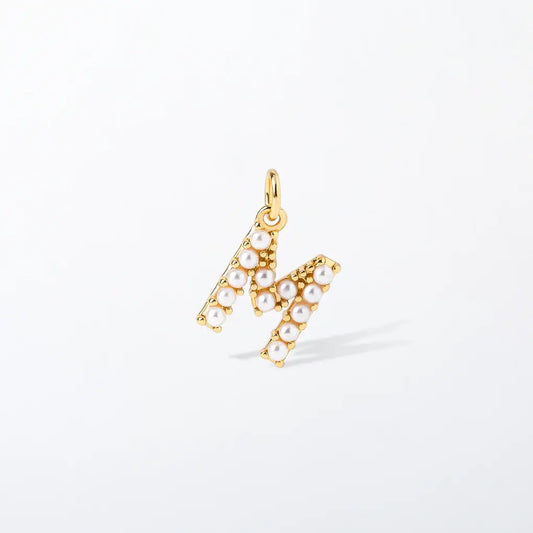 Pearl Initial Charm Pendant | M