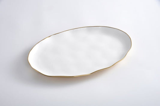 Oval Platter | White + Gold