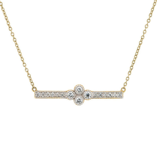 Provence Diamond Bar Necklace | 16-18in .22c 18k YG