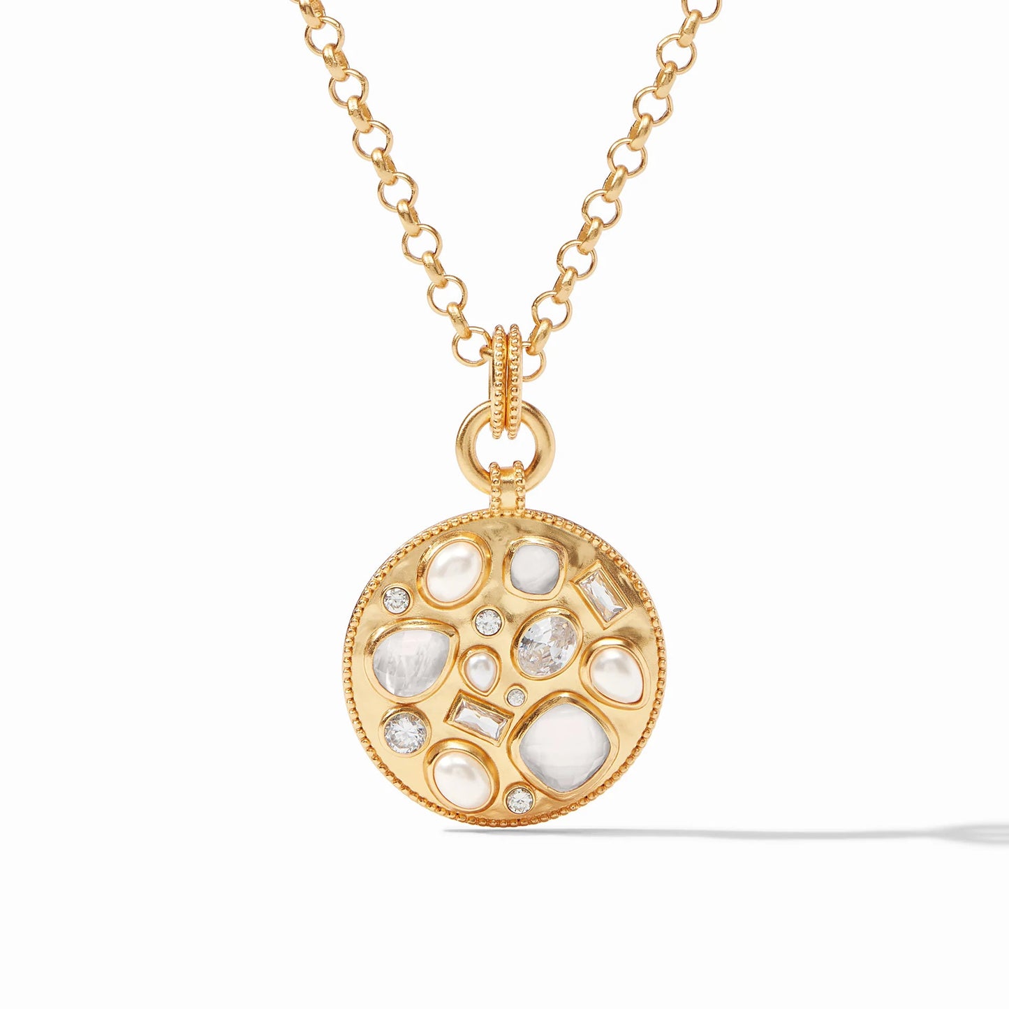 Antonia Mosaic Gold Pendant | Iridescent Clear Crystal 36in