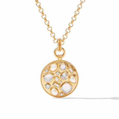 Antonia Mosaic Gold Pendant | Iridescent Clear Crystal 36in