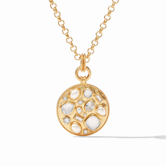 Antonia Mosaic Gold Pendant | Iridescent Clear Crystal 36in
