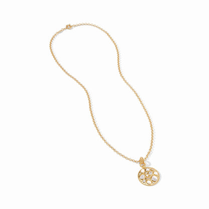 Antonia Mosaic Gold Pendant | Iridescent Clear Crystal 36in