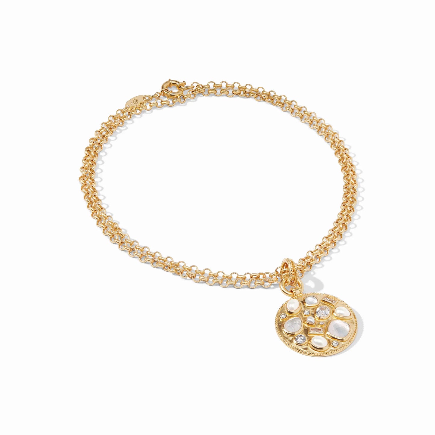 Antonia Mosaic Gold Pendant | Iridescent Clear Crystal 36in