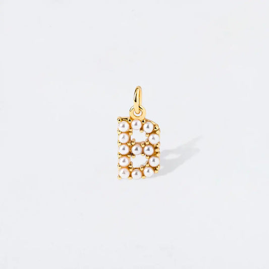 Pearl Initial Charm Pendant | B