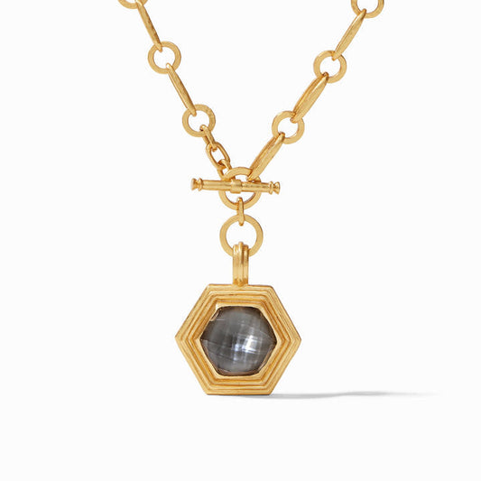 Palladio Statement Necklace Gold Iridescent Charcoal Blue