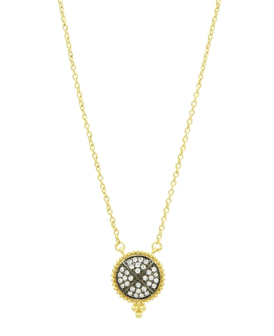 Signature Pave Disc Pendant Necklace in Gold
