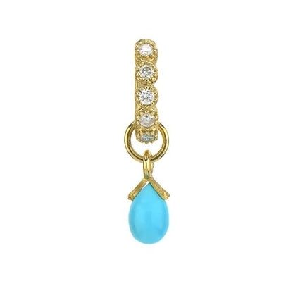 SINGLE | Petite Turquoise Briolette Charm YG