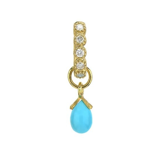 SINGLE | Petite Turquoise Briolette Charm YG