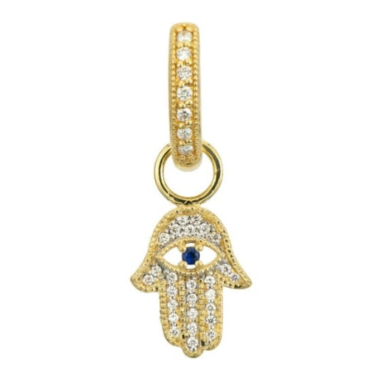 SINGLE | Petite Diamond Pave Hamsa Stone Charm YG