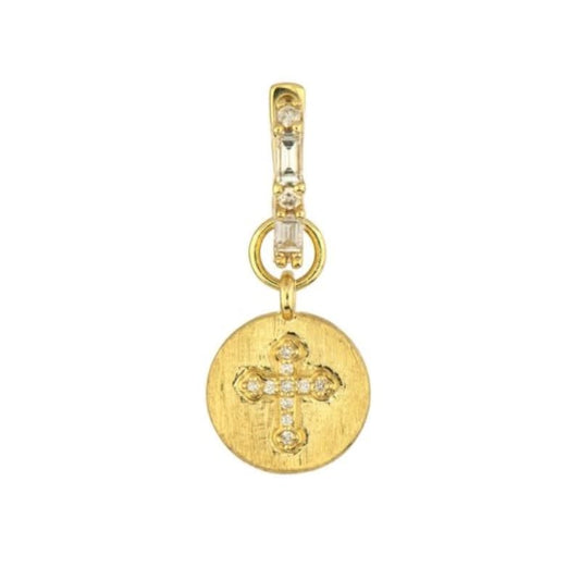 SINGLE | Petite Circle Cross Charm YG