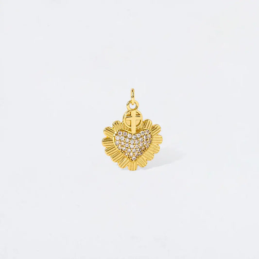 Pave Crystal Sacred Heart Charm Pendant