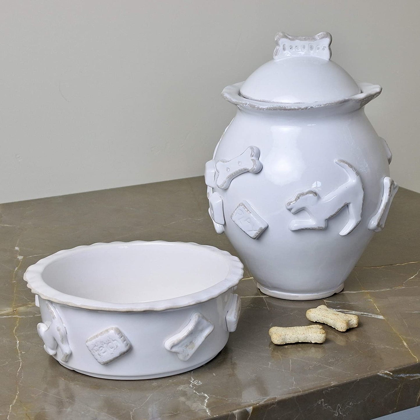 Small French White Dog Bowl