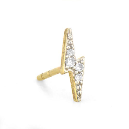 SINGLE | Petite Lightning Bolt Stud Earring YG