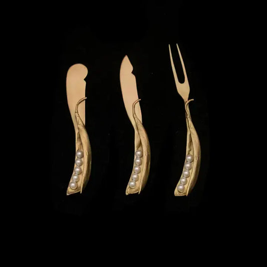 Peapod Hostess Set | 3pc Gold Pewter
