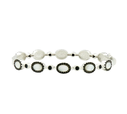 Industrial Finish Hinge Bangle Mother of Pearl