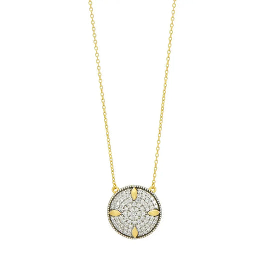 Petals and Pave Charm Necklace