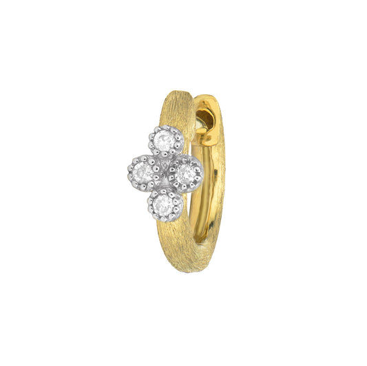 SINGLE | Petite Brushed Diamond Quad Hoop YG