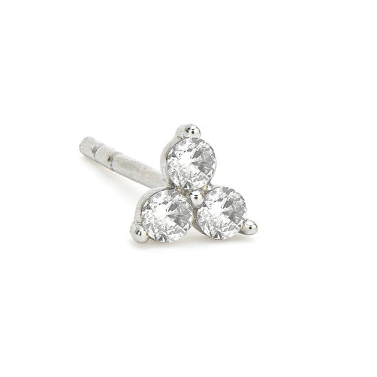 Petite Diamond Trio Stud Earring White Gold