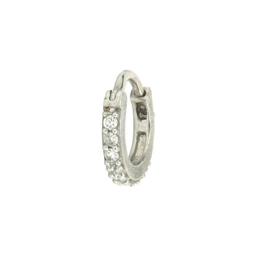 Petite Pave Diamond Hoop White Gold