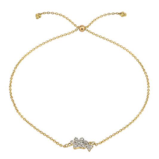 Petite Pave Paw Chain Bracelet White Gold