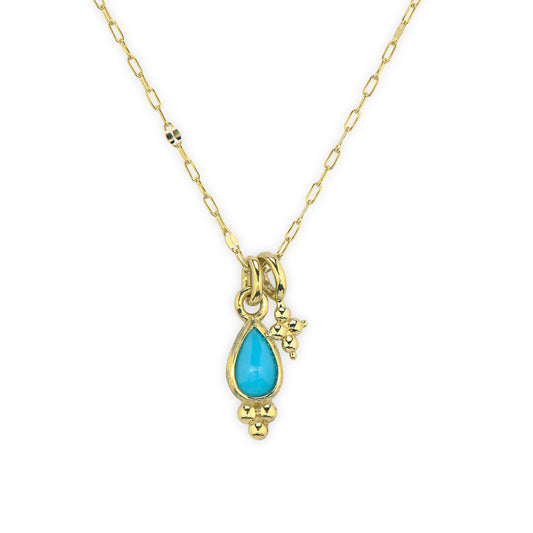 Petite Turquoise Pear Trio Pendant With Hanging Quad