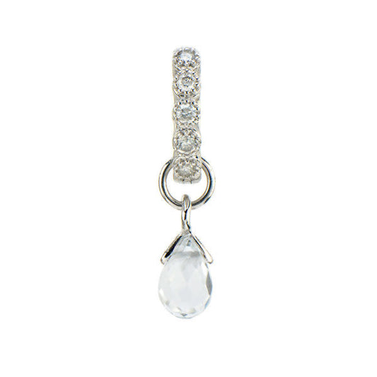 SINGLE | Petite Briolette White Topaz Charm White Gold