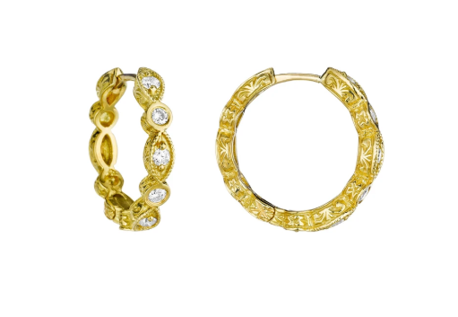 Petite Marquise Hoop Earrings