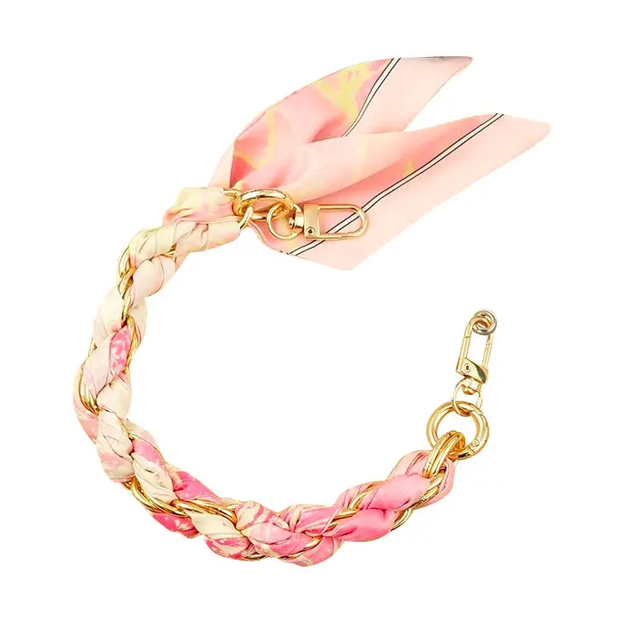 Satin Scarf Gold Phone Chain Wristlet | Pink Ocean