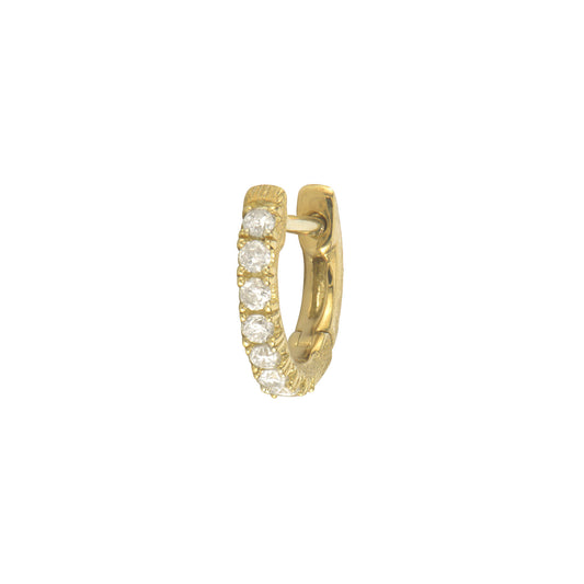 SINGLE | Petite Pave Diamond Hoop Earring | 18k Yellow Gold .07c