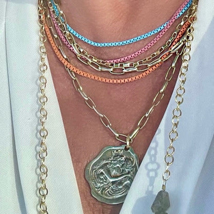 Pipa Chain Necklace, 16-8" White Painted