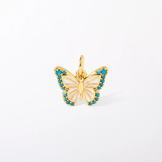 Turquoise Crystal Butterfly Charm Pendant