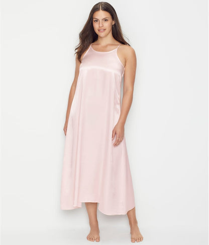 Monrow Satin Long Adjustable Gathered Back Nightgown