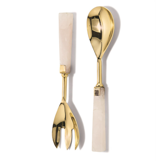 White Quartz Salad Server S/2