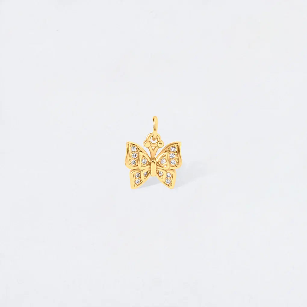 Crystal Double Winged Butterfly Charm Pendant