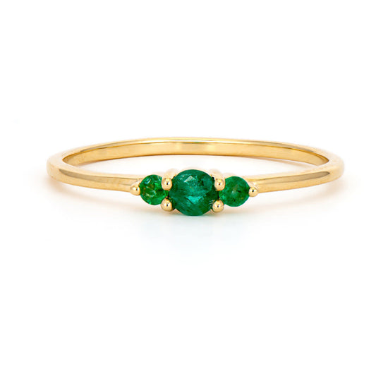 Emerald Triple Stone Ring | S6.5 14k