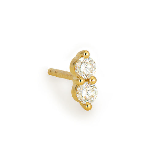SINGLE | Double Diamond Stud Earring | .11c GSI 14k